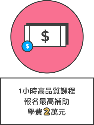 1小時高品質課程 報名最高補助 學費2萬元