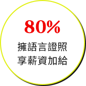 80% 擁語言證照、享薪資加給