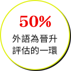 50% 外語為晉升、評估的一環